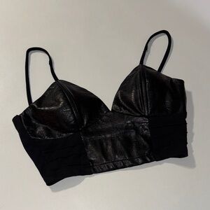 Windsor Black Crocodile Print Faux Leather Bustier Crop Top